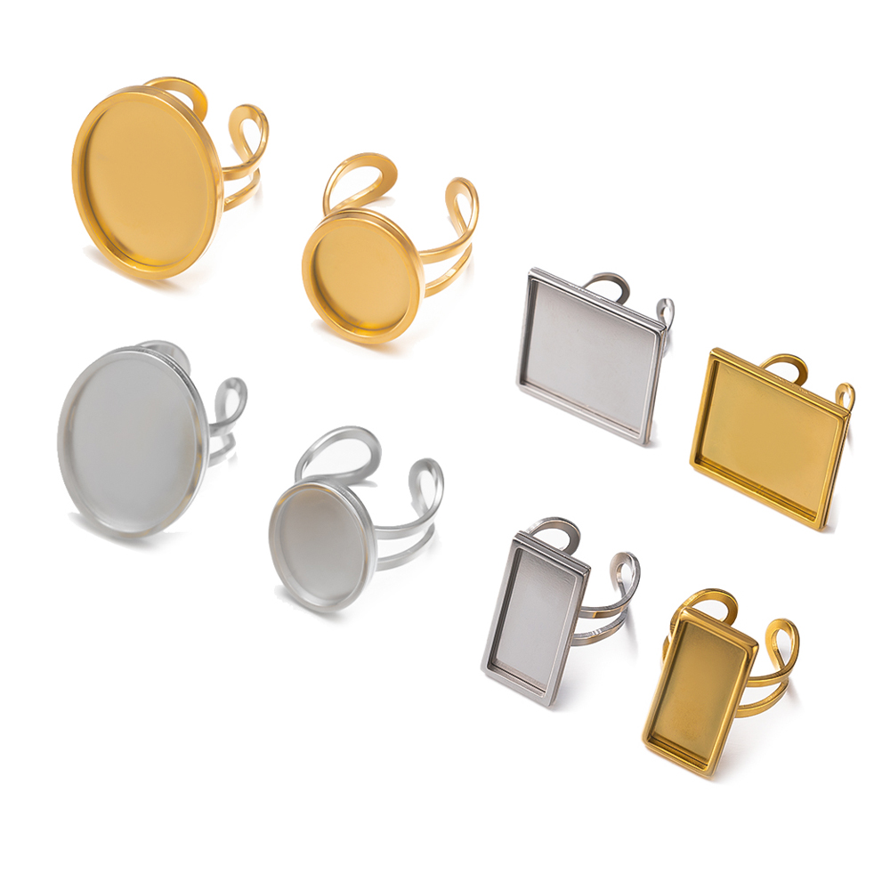 Ring Blank Adjustable - 4Pcs 스테인레스 스틸 황금 빈 조절