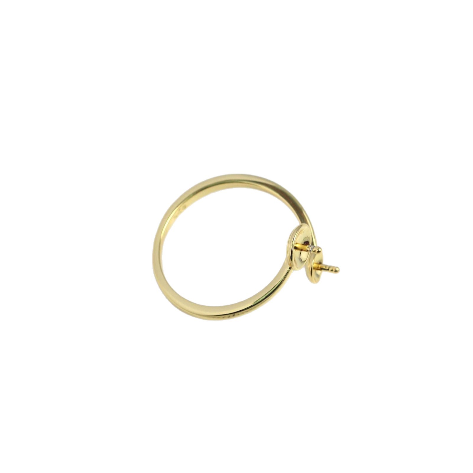 Ring Blank Adjustable - JZ008 구리 금도금 광택 더블 비즈