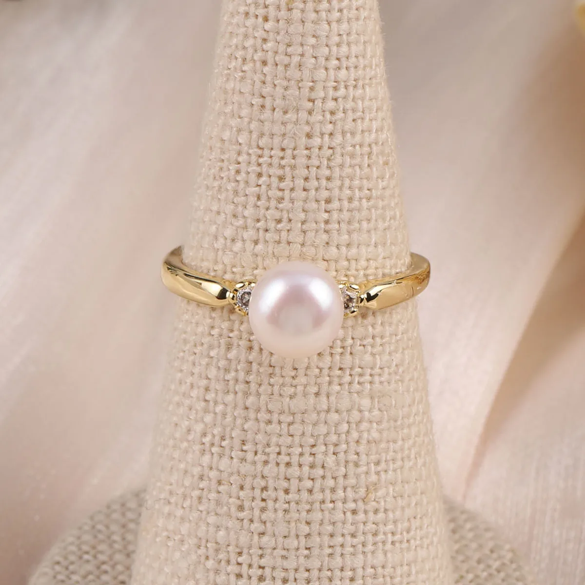 Ring Blank Adjustable - 천연 담수 진주 반지 DIY 매력