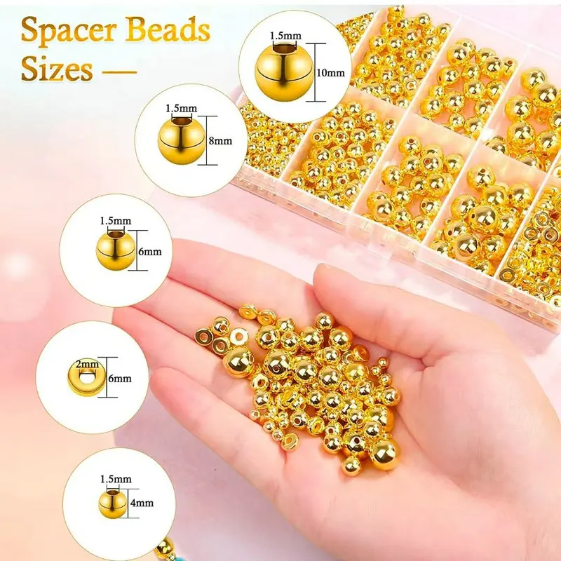 Jewelry Making Online - 1000개 골든 스페이서 비즈 키트 CCB