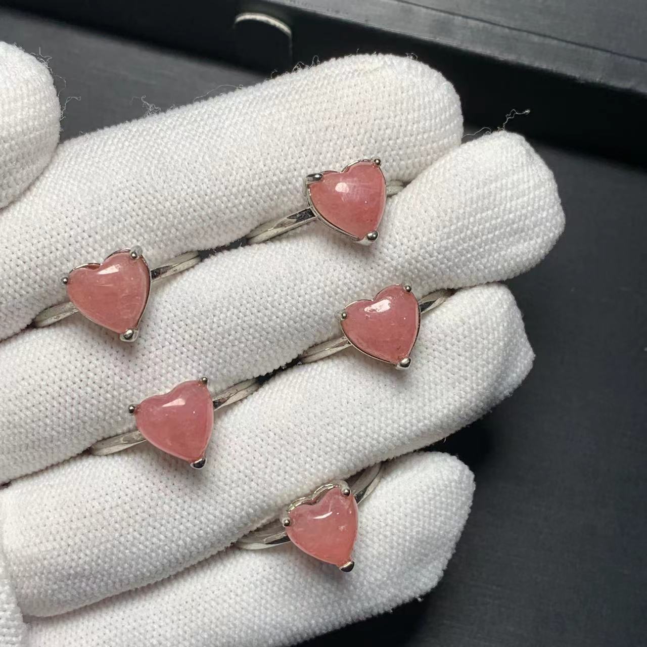 Ring Blank Adjustable - 심장 자연 Rhodochrosite 반지 여성을위한 조정
