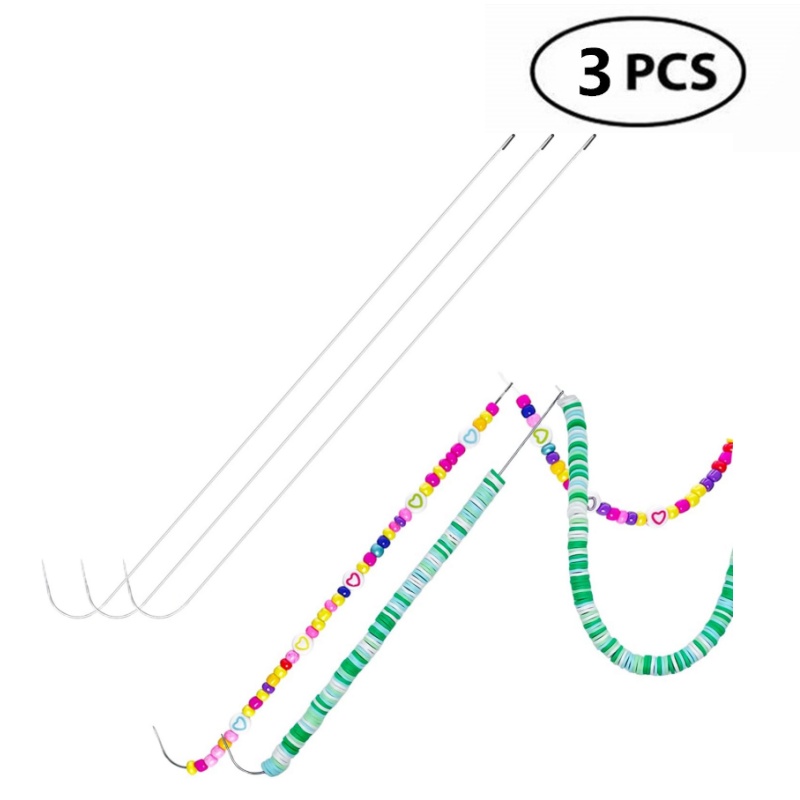 Beading Needle Fine - 3개 곡선형 비즈 바늘 스테인리스 비즈