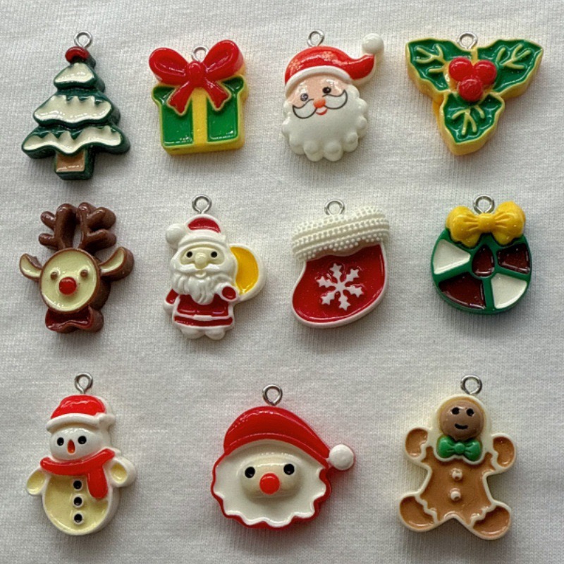 Jewelry Making Resin - 10pcs 크리스마스 만화 시리즈 수지 펜던트