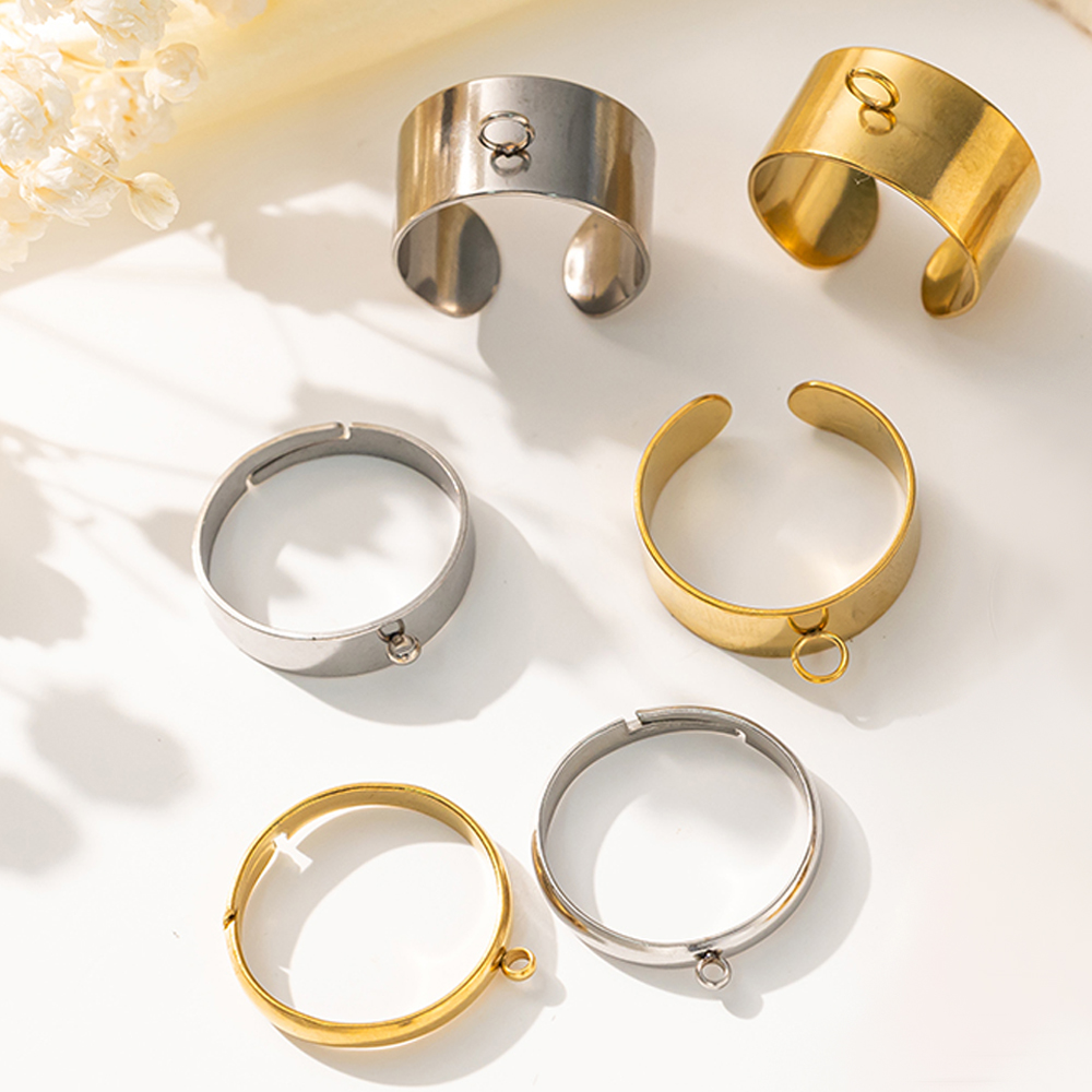 Ring Blank Adjustable - 5 개/몫 스테인레스 스틸 골드 컬러