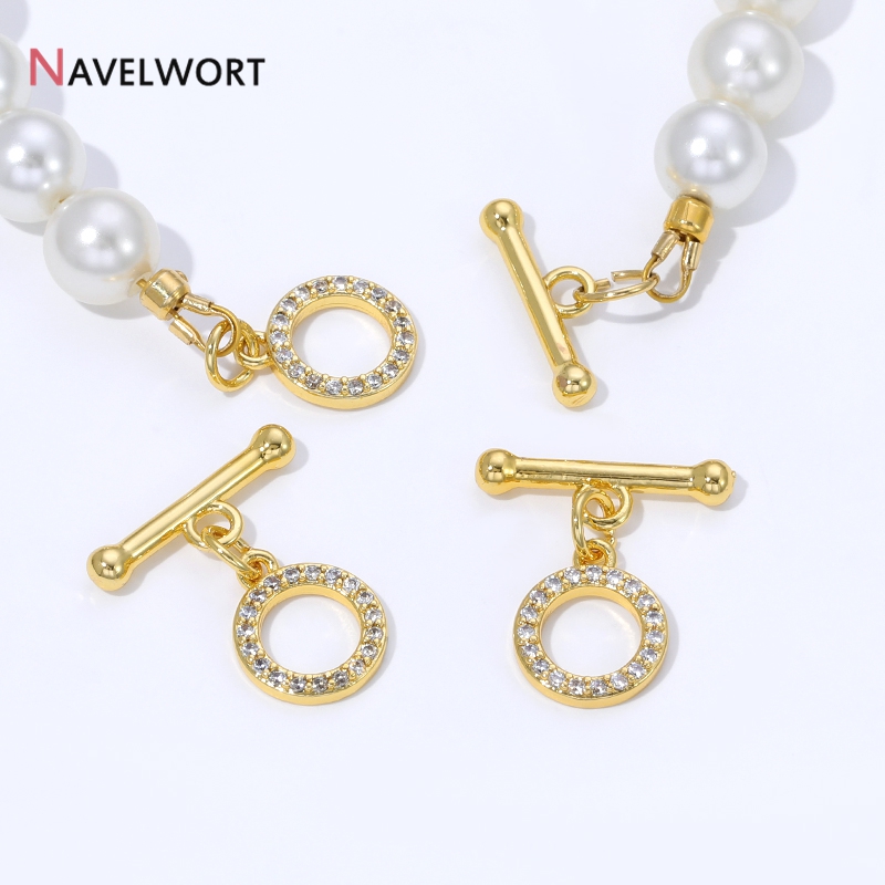 Toggle Clasp Gold - 18K 금도금 황동 지르콘 인레이드 OT