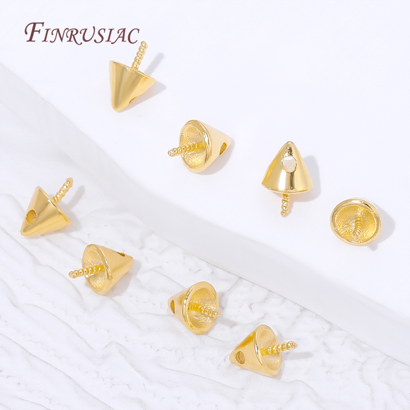Jewelry Making Drill - 18K 금도금 콘 스크류 진주 베일