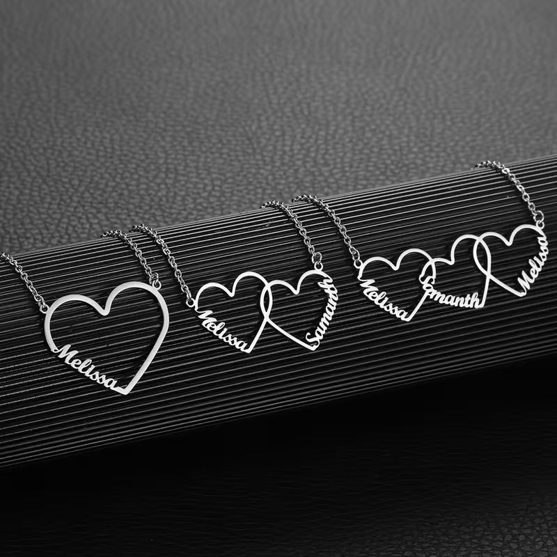 맞춤형 인터로킹 하트 네임 목걸이, 개인 맞춤 1/2/ - Making Custom Jewelry 리뷰 및 가격