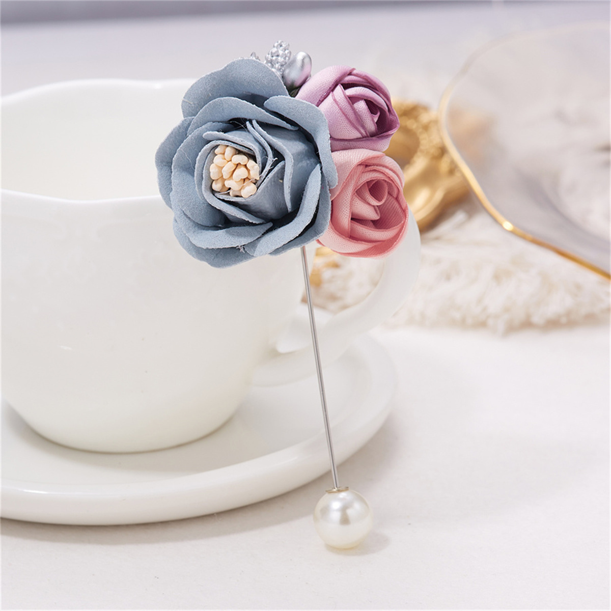 Rinhoo 여성용 아트 패브릭 동백꽃 브로치, 진주  - Beading Needle Fine 리뷰 및 가격