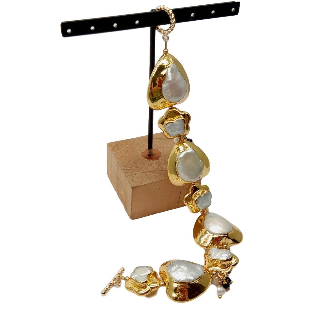 YYGEM 천연 하트와 꽃 모양의 화이트 케시 진주와  - Toggle Clasp Gold 리뷰 및 가격
