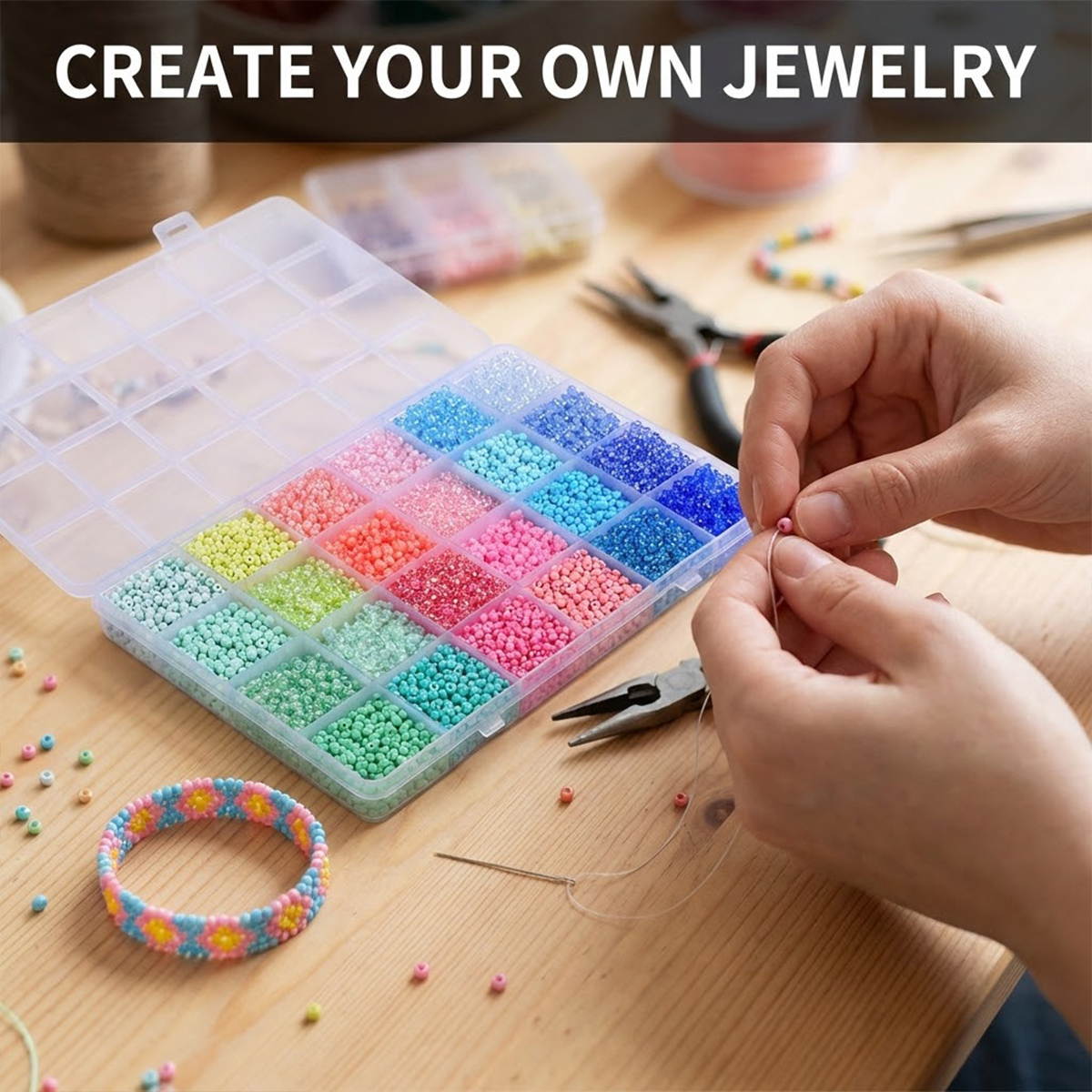 5200개 3mm 유리 시드 비즈 키트 24칸 정리 박 - Jewelry Making Online 리뷰 및 가격