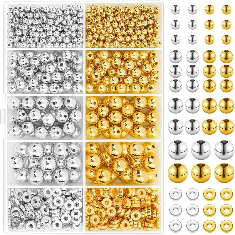 1000개 골든 스페이서 비즈 키트 CCB 볼 라운드  - Jewelry Making Online 리뷰 및 가격