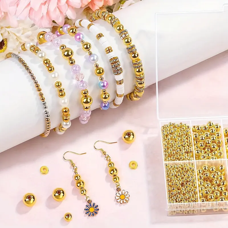 1000개 골든 스페이서 비즈 키트 CCB 볼 라운드  - Jewelry Making Online 리뷰 및 가격