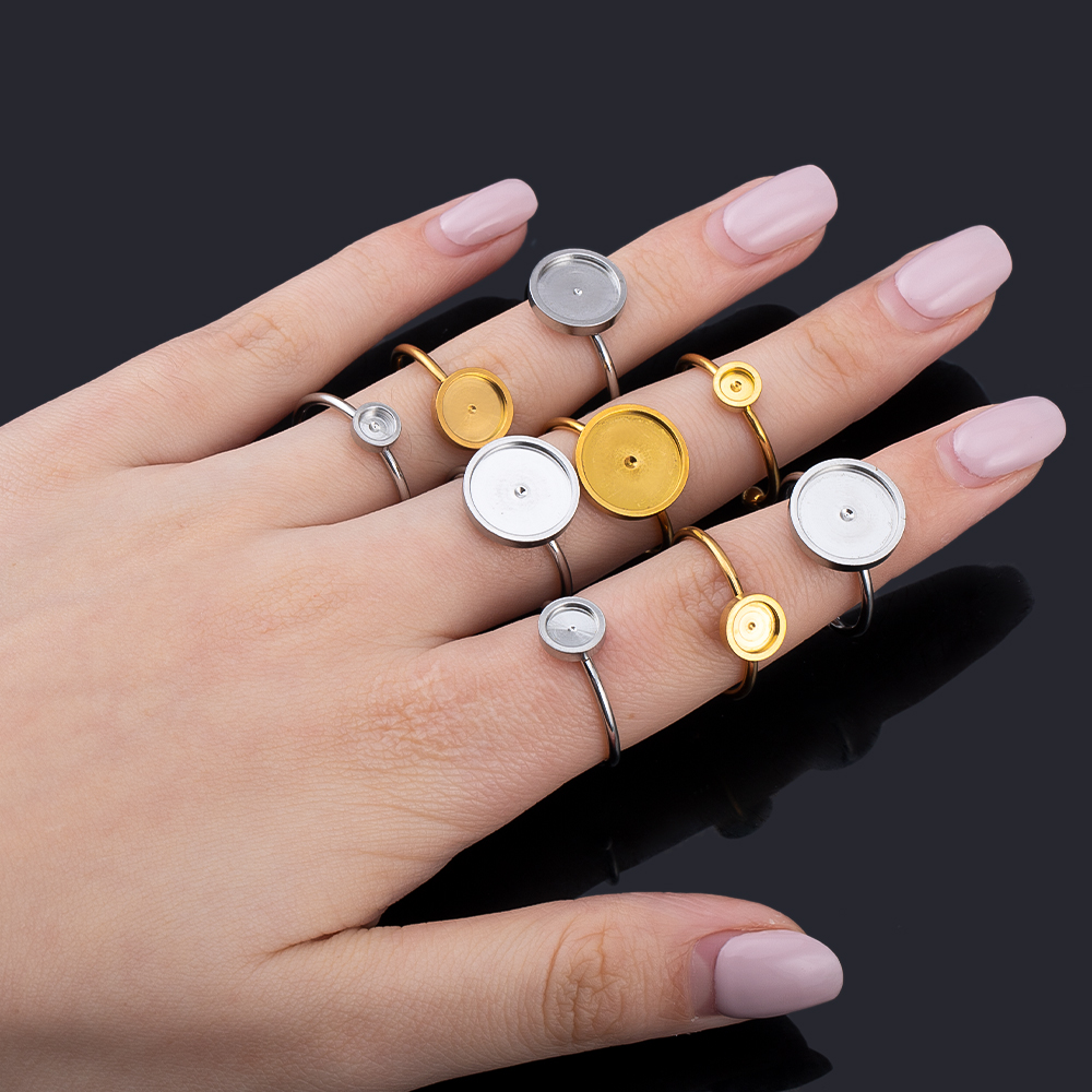 10pcs 조정 가능한 오픈 핑거 링 설정 스테인레스  - Ring Blank Adjustable 리뷰 및 가격