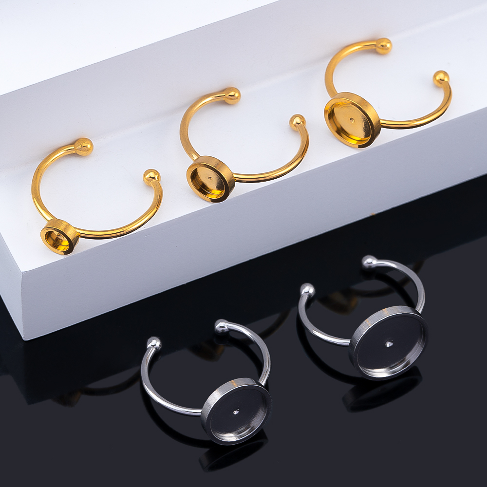 10pcs 조정 가능한 오픈 핑거 링 설정 스테인레스  - Ring Blank Adjustable 리뷰 및 가격