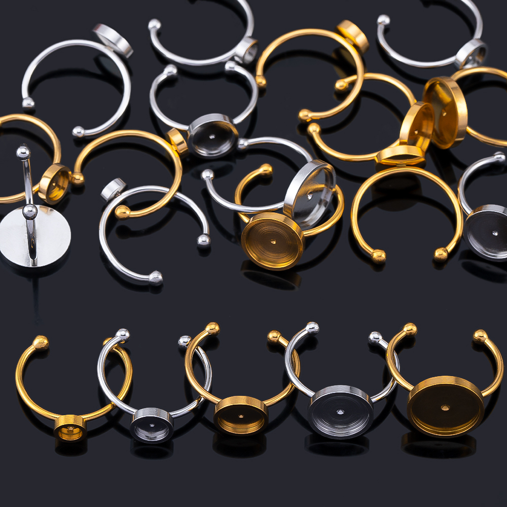 10pcs 조정 가능한 오픈 핑거 링 설정 스테인레스  - Ring Blank Adjustable 리뷰 및 가격