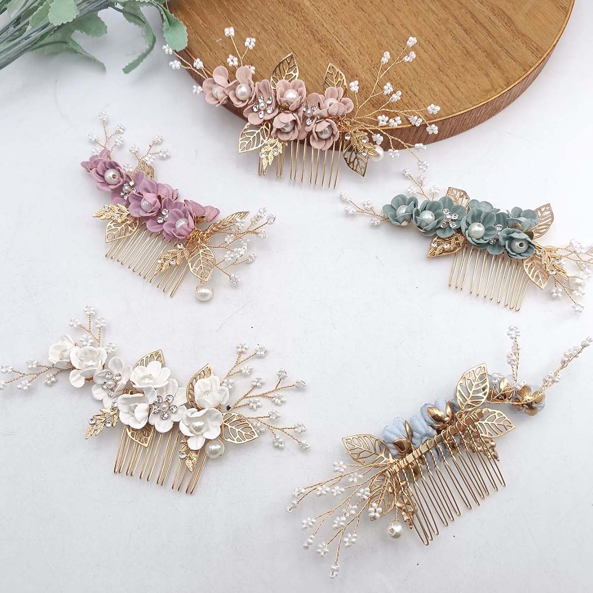 크리스탈 진주 헤어콤 클립 핀 합금 잎사귀 헤어콤 수제 - Jewelry Making Adults 리뷰 및 가격
