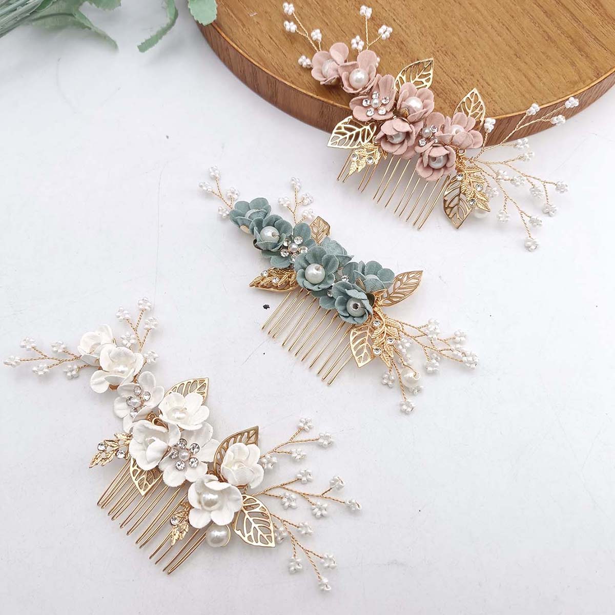 크리스탈 진주 헤어콤 클립 핀 합금 잎사귀 헤어콤 수제 - Jewelry Making Adults 리뷰 및 가격