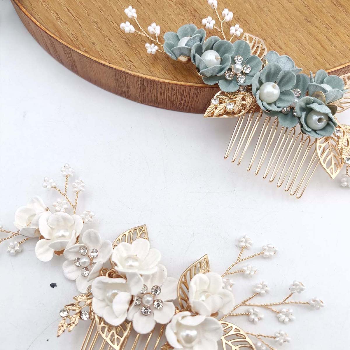 크리스탈 진주 헤어콤 클립 핀 합금 잎사귀 헤어콤 수제 - Jewelry Making Adults 리뷰 및 가격