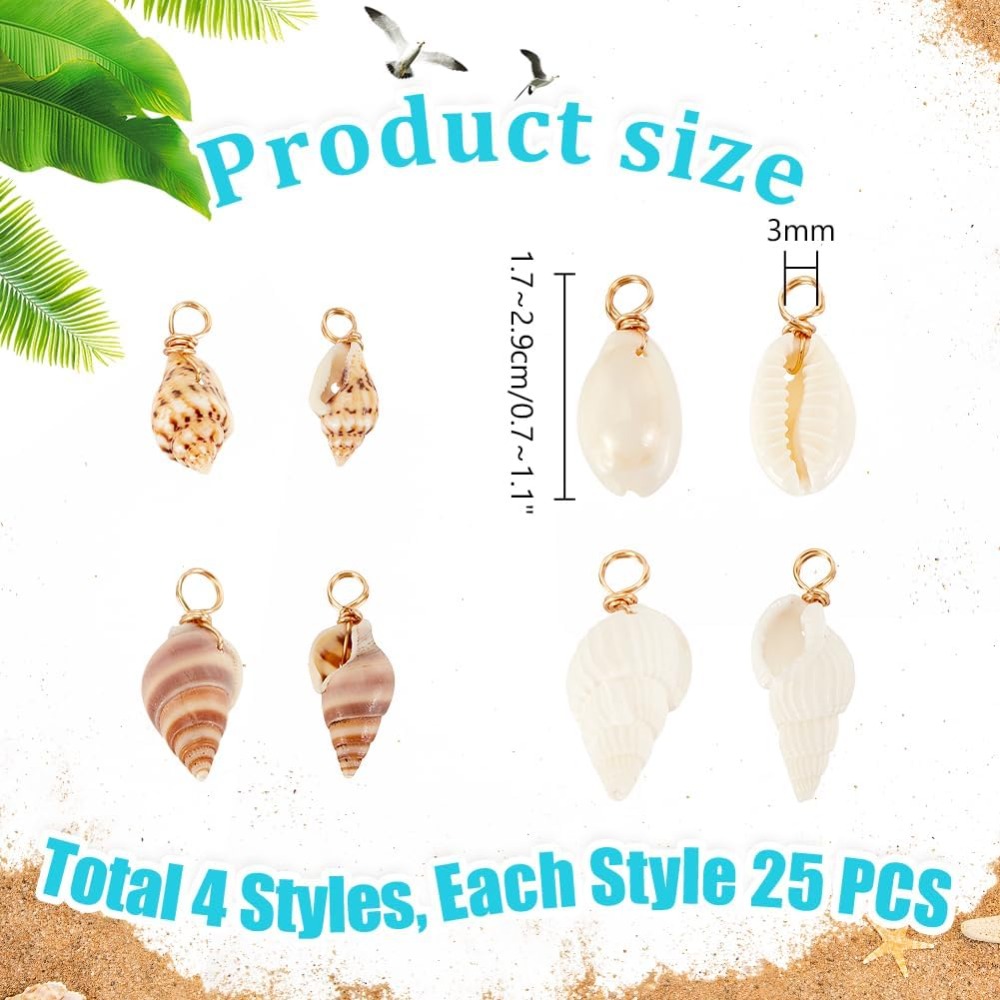 100pcs 4 스타일 자연 쉘 매력 펜 던 트 조개  - Jewelry Making Online 리뷰 및 가격