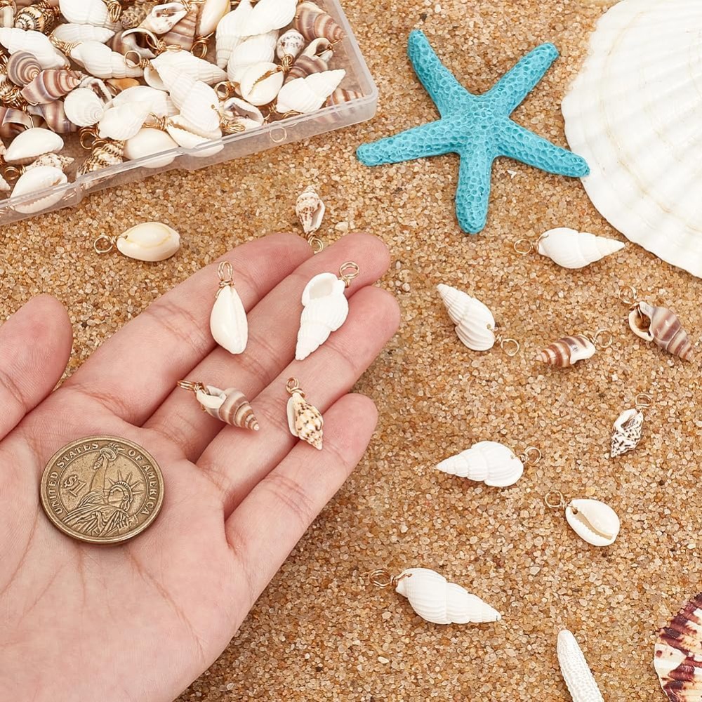 100pcs 4 스타일 자연 쉘 매력 펜 던 트 조개  - Jewelry Making Online 리뷰 및 가격