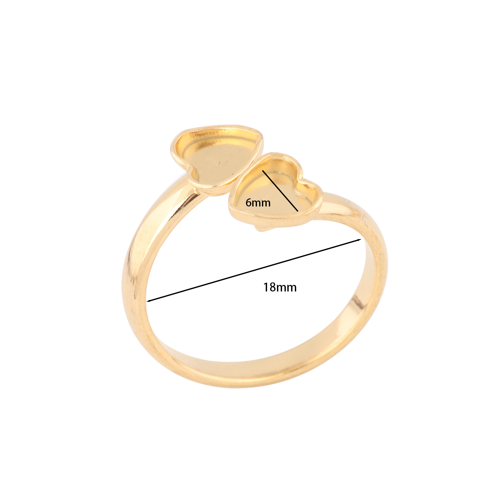 10pcs 스테인레스 스틸 골드 도금 맞는 6mm 하트 - Ring Blank Adjustable 리뷰 및 가격