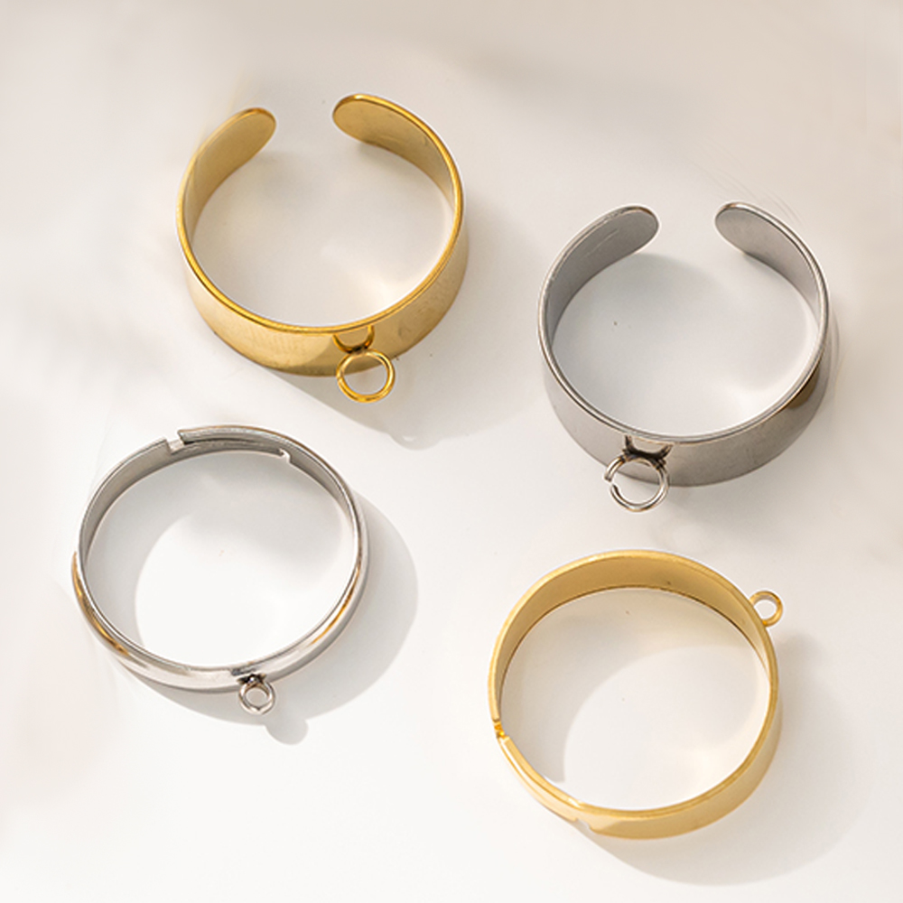 5 개/몫 스테인레스 스틸 골드 컬러 오픈 조절 반지  - Ring Blank Adjustable 리뷰 및 가격