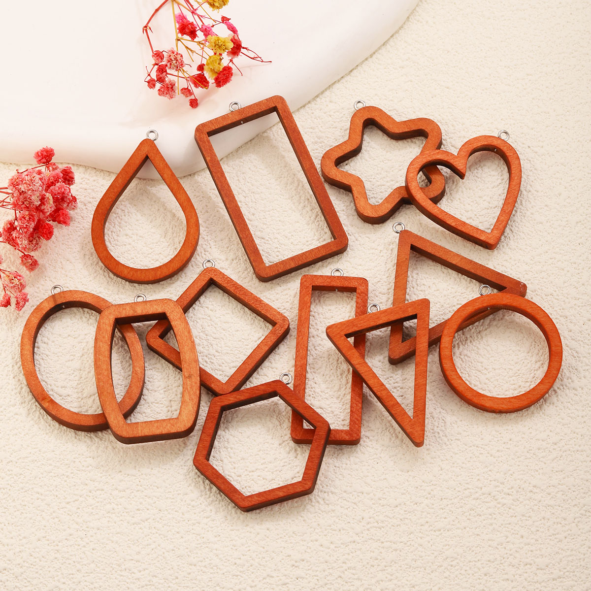 10PCS 삼각형 직사각형 나무 기하학적 참 장식품 귀 - Jewelry Making Resin 리뷰 및 가격