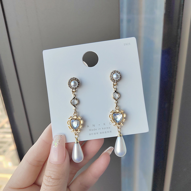 여성을 위한 진주 귀걸이 패션 긴 복고풍 스타일 지르콘 - Beading Needle Fine 리뷰 및 가격
