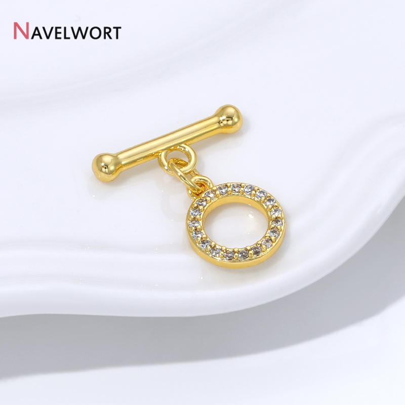 18K 금도금 황동 지르콘 인레이드 OT 클래스프 커넥 - Toggle Clasp Gold 리뷰 및 가격
