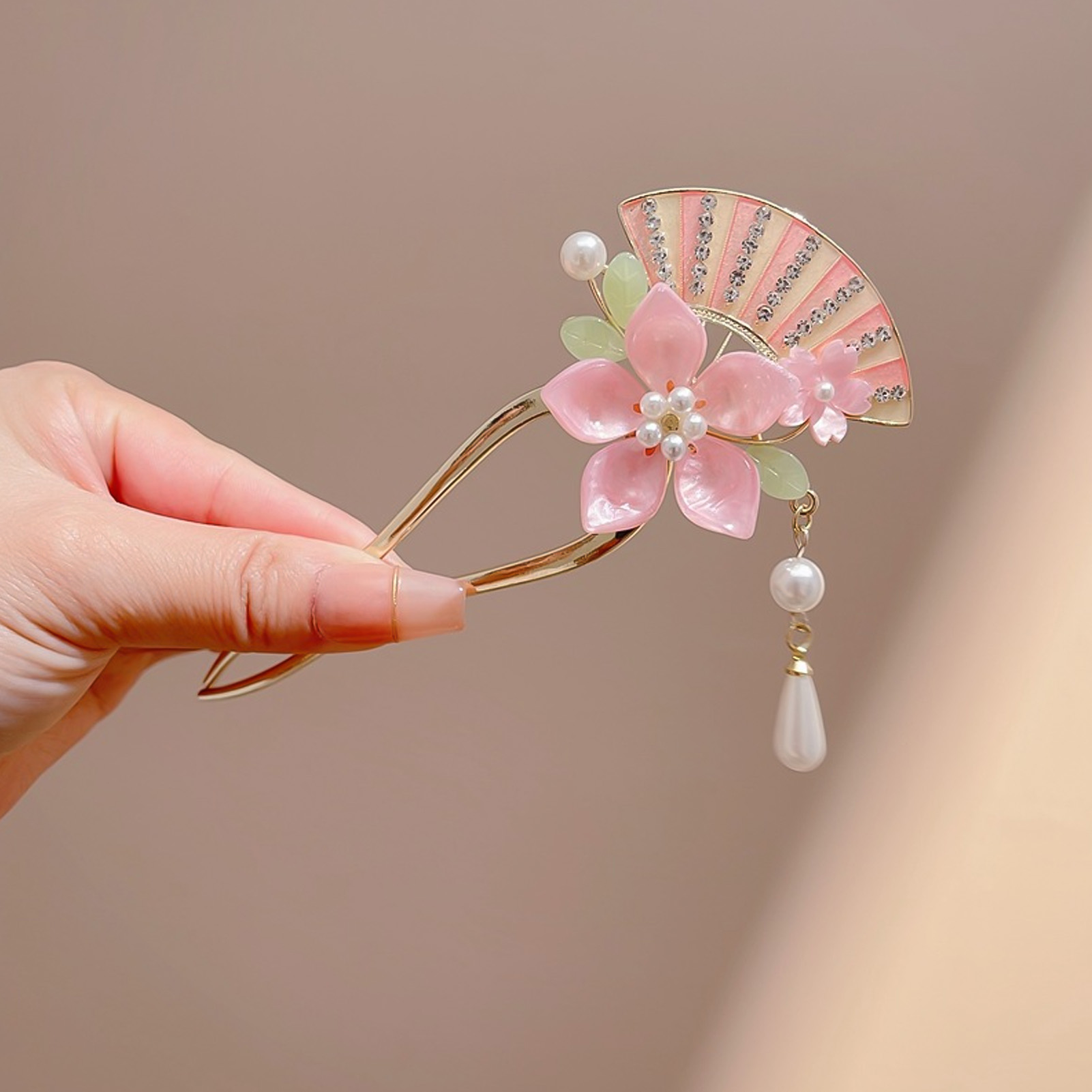 우아한 핑크 꽃 머리 핀 U 모양의 꽃 머리 스틱 포크 - Jewelry Making Adults 리뷰 및 가격